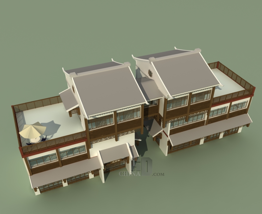 QH2044二层中式简约复古农村自建单层三间乡村别墅设计图全套效果设计图 - 青禾乡墅科技