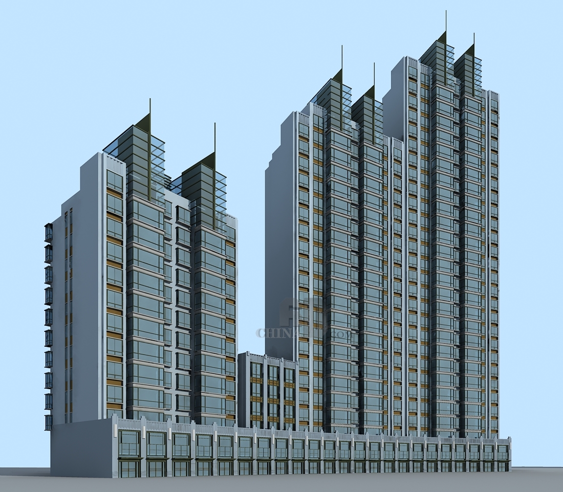 现代高层住宅带多层商业裙房