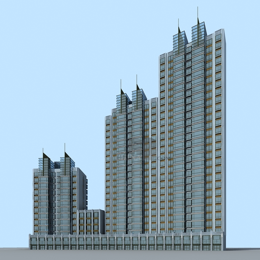 现代高层住宅带多层商业裙房