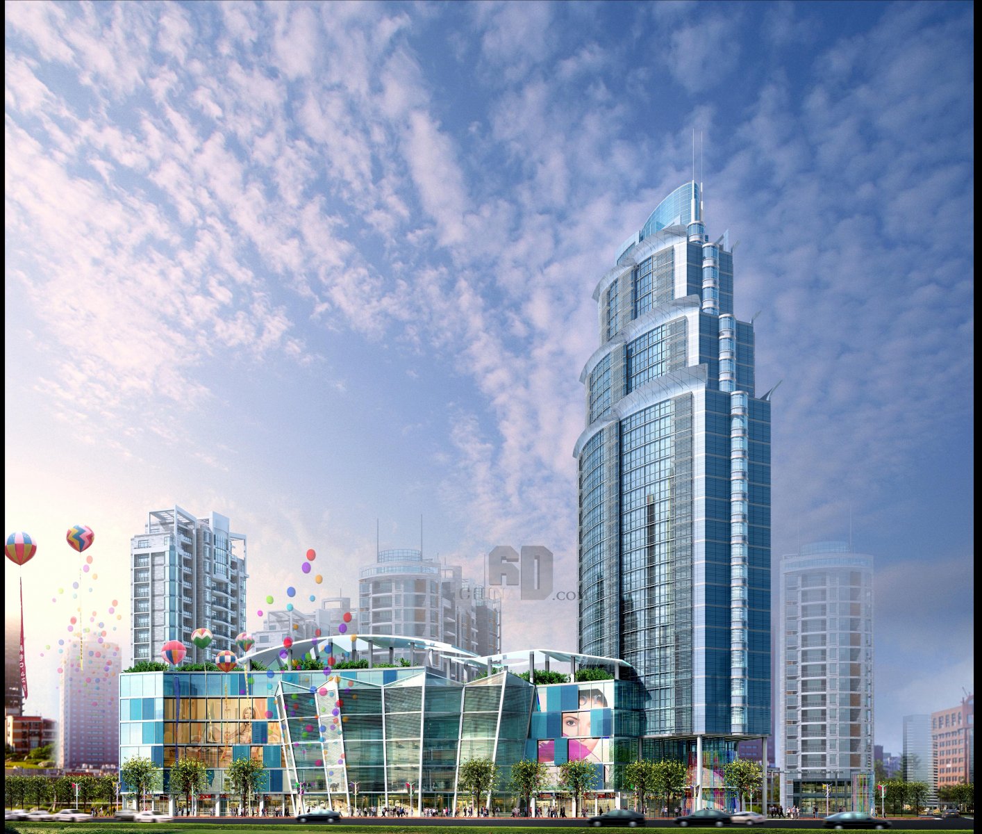 现代带商业的高层公建-1