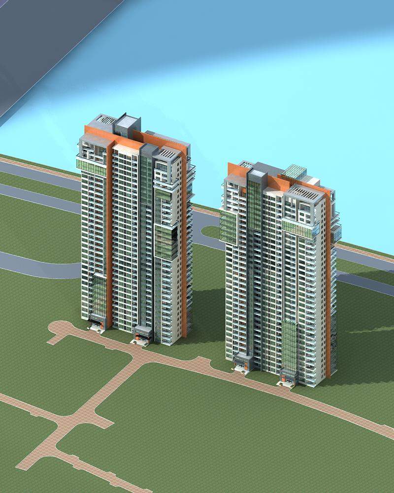 现代高层住宅楼