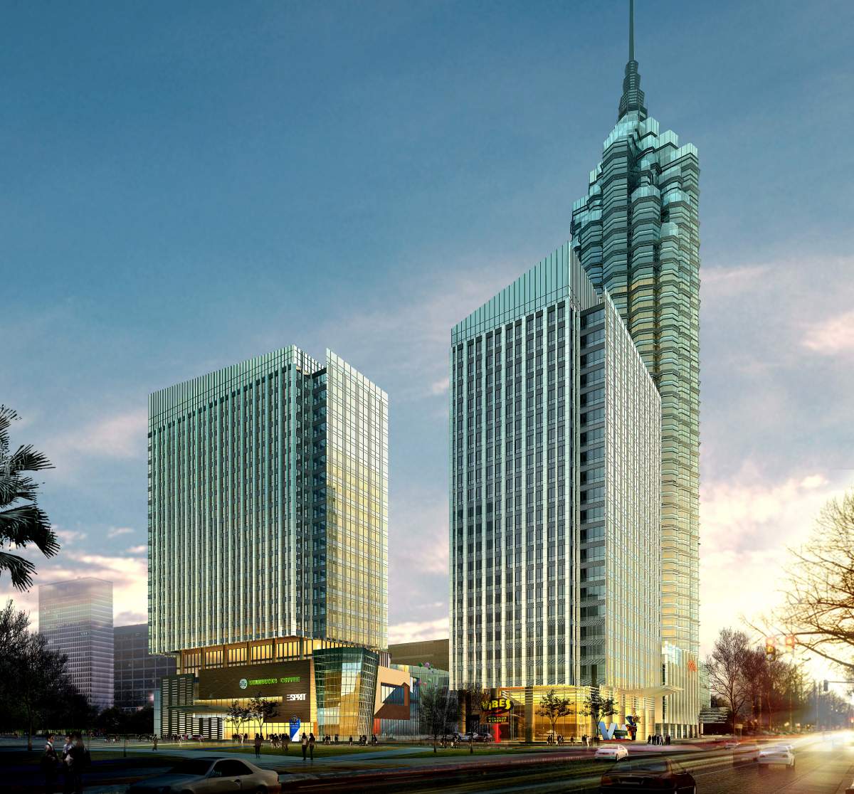 现代高层办公楼群3dmax 模型下载-光辉城市