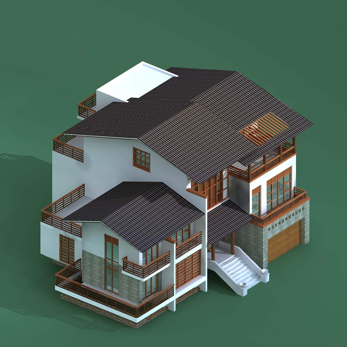 欧式独栋别墅3dmax 模型下载-光辉城市