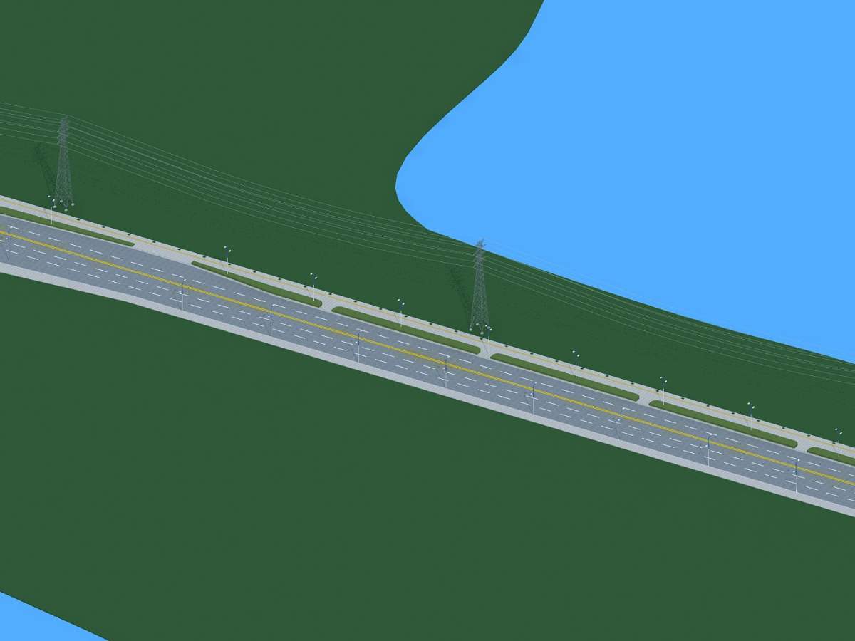 现代高速公路车道树木汽车3D模型下载_ID10357876_3dmax免费模型-欧模网