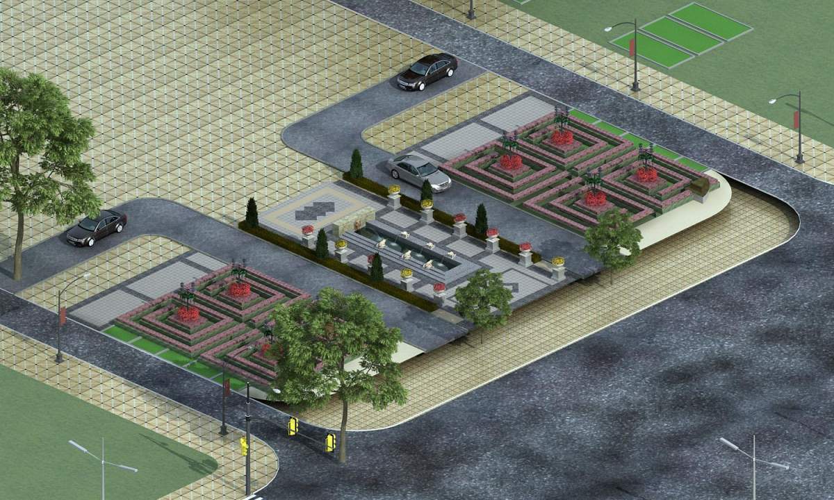 景观-花池路灯等