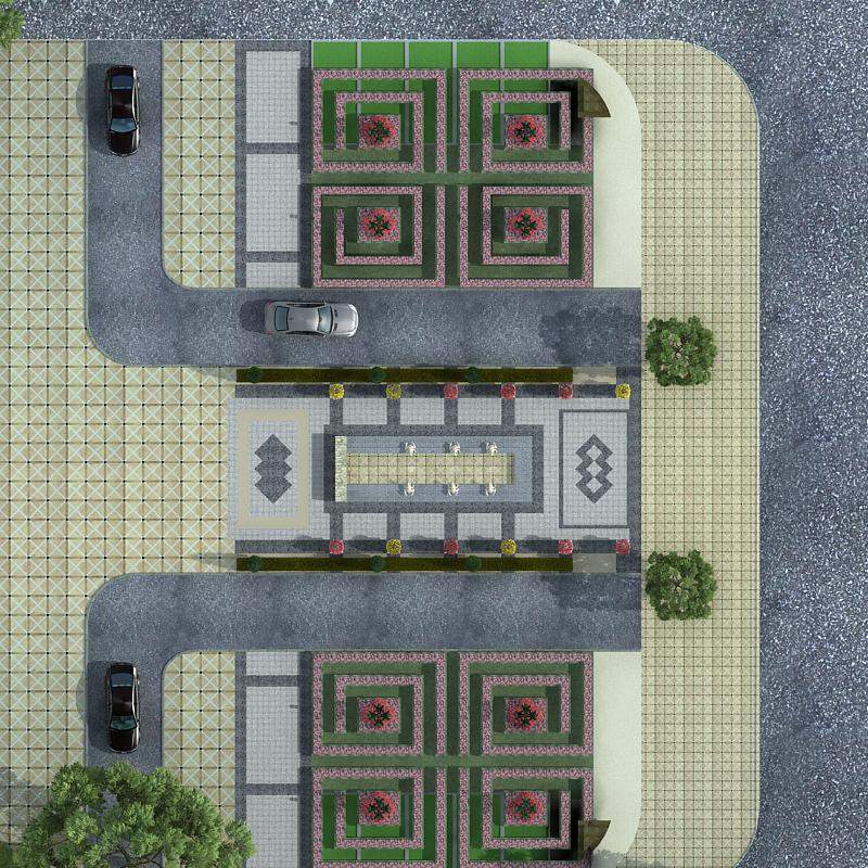 景观-花池路灯等