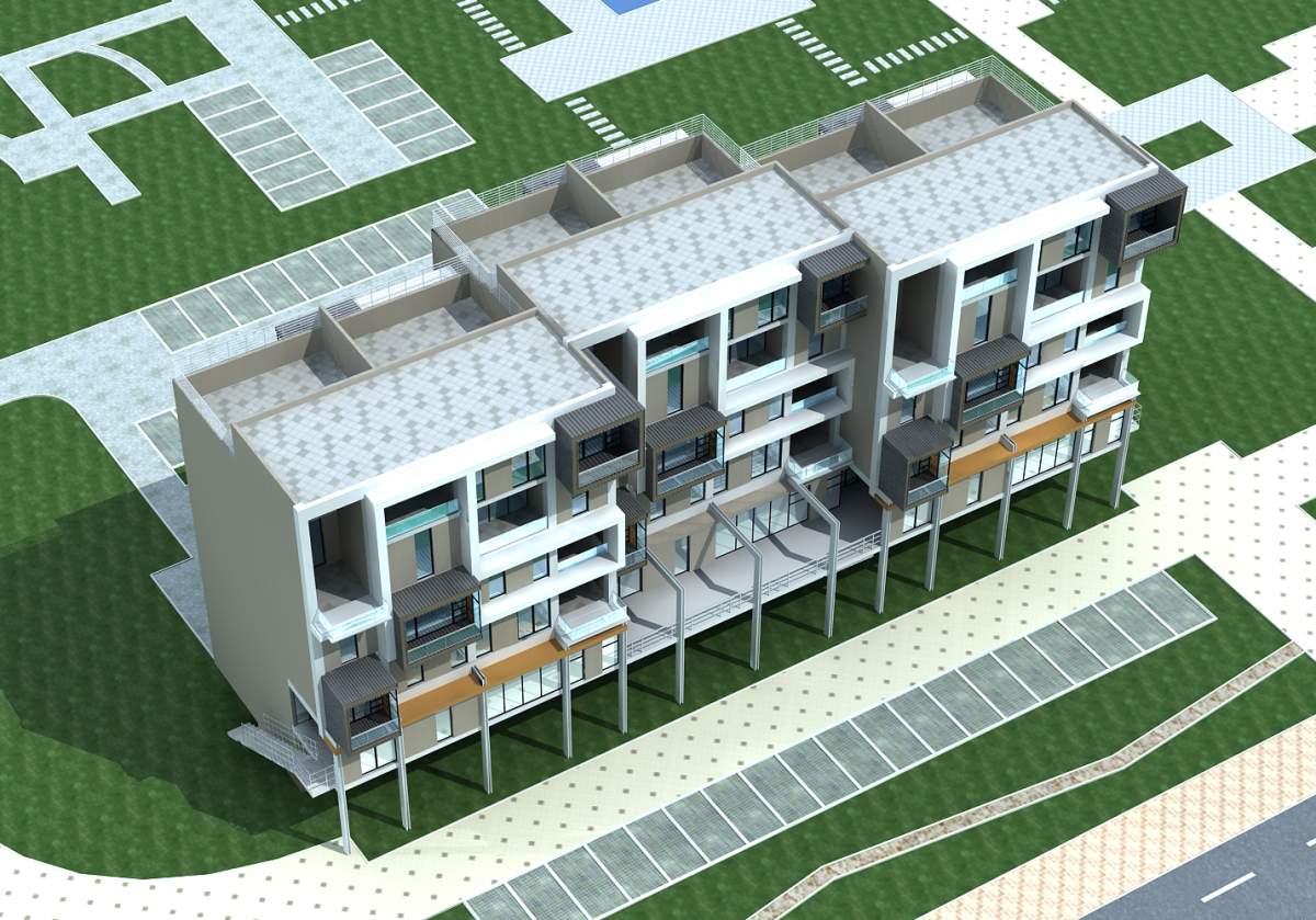 现代多层住宅楼