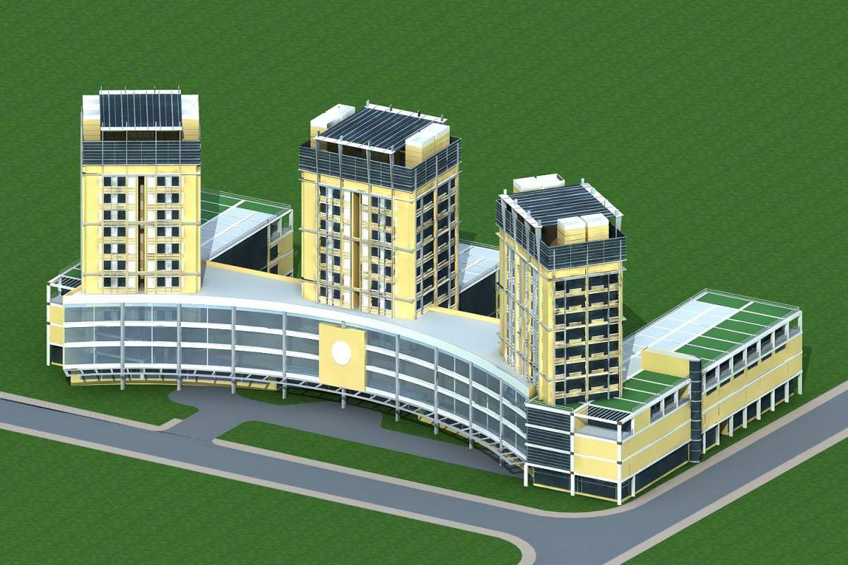 现代高层住宅楼及商业裙房