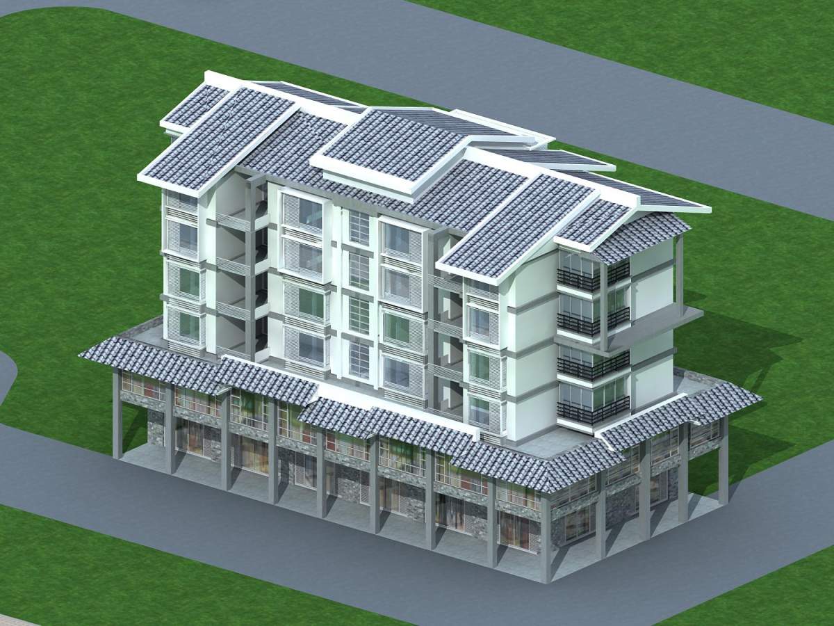 现代多层住宅楼及商业裙房