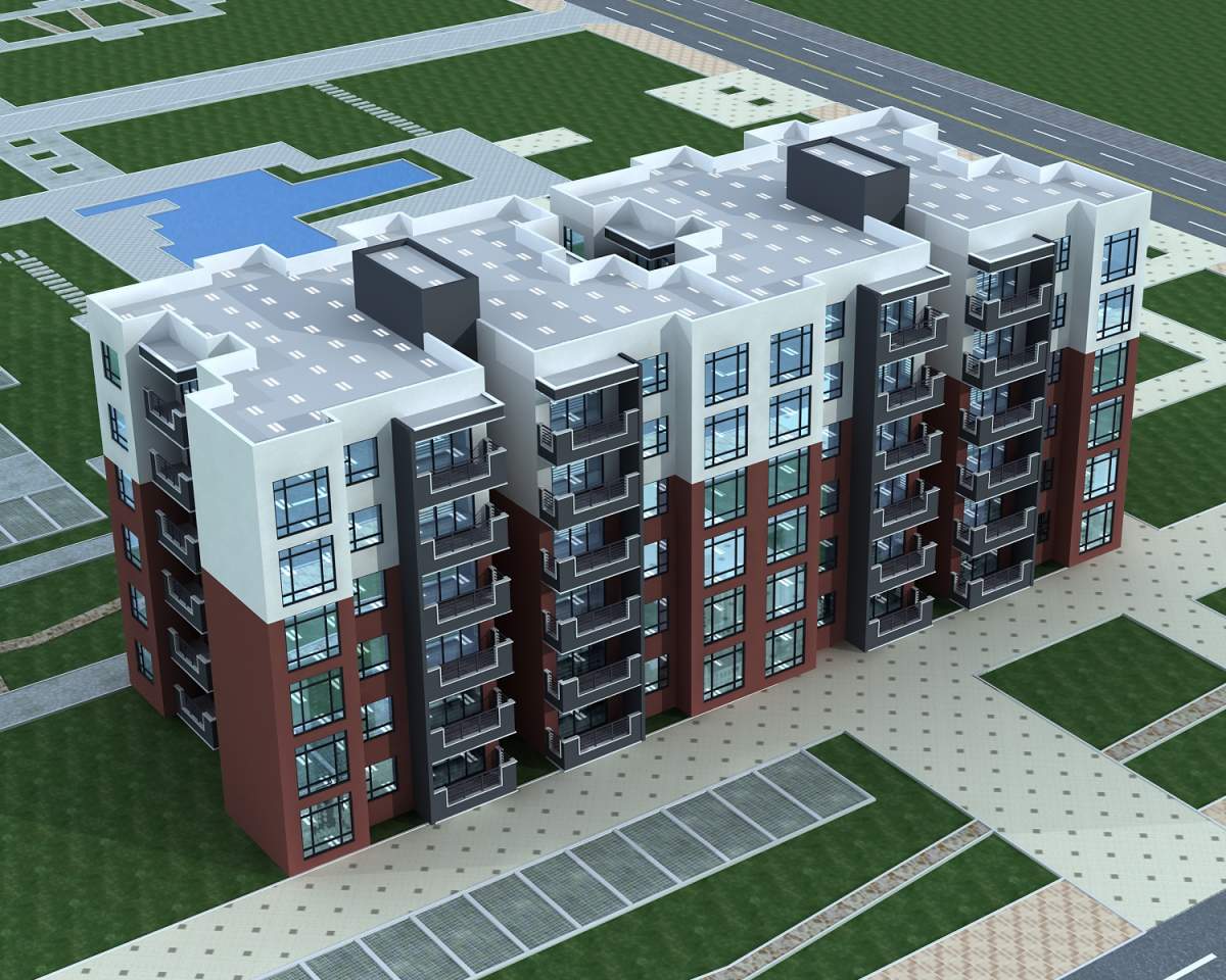 现代多层住宅楼