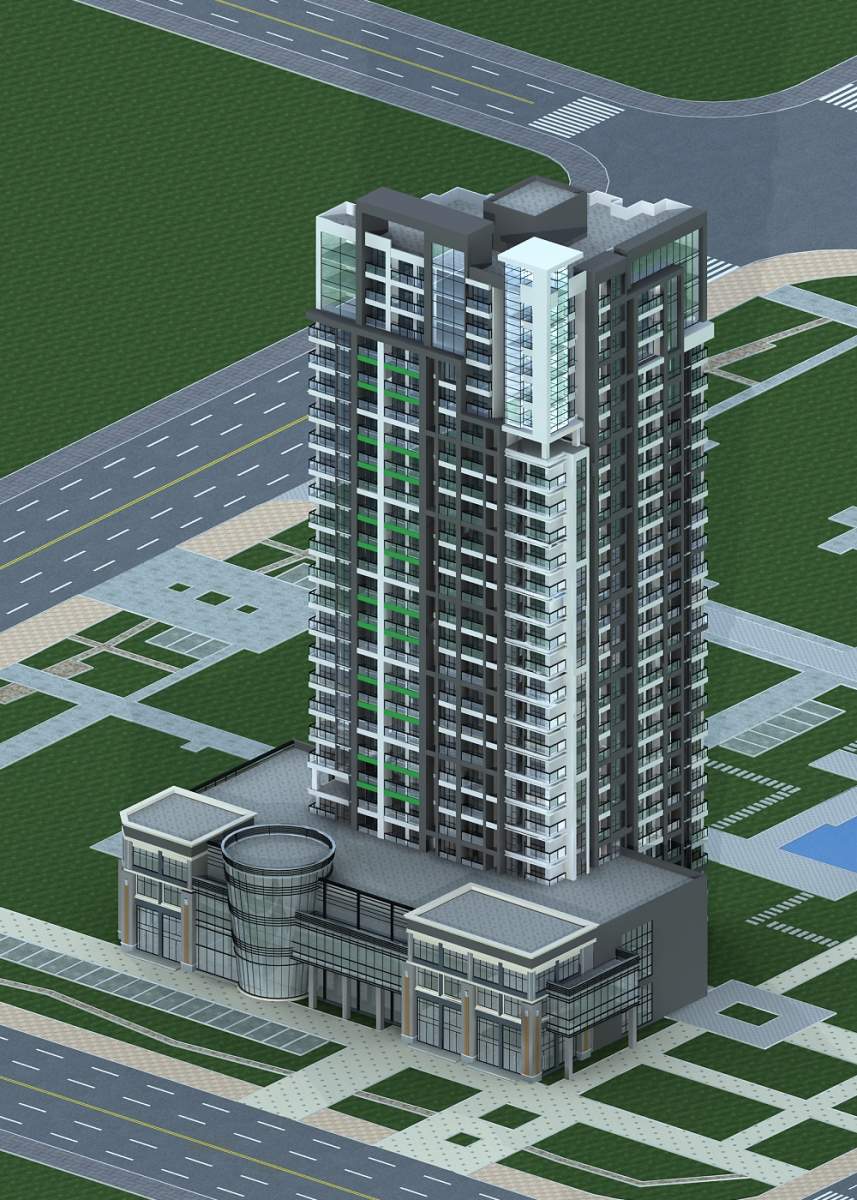 现代高层住宅楼及商业