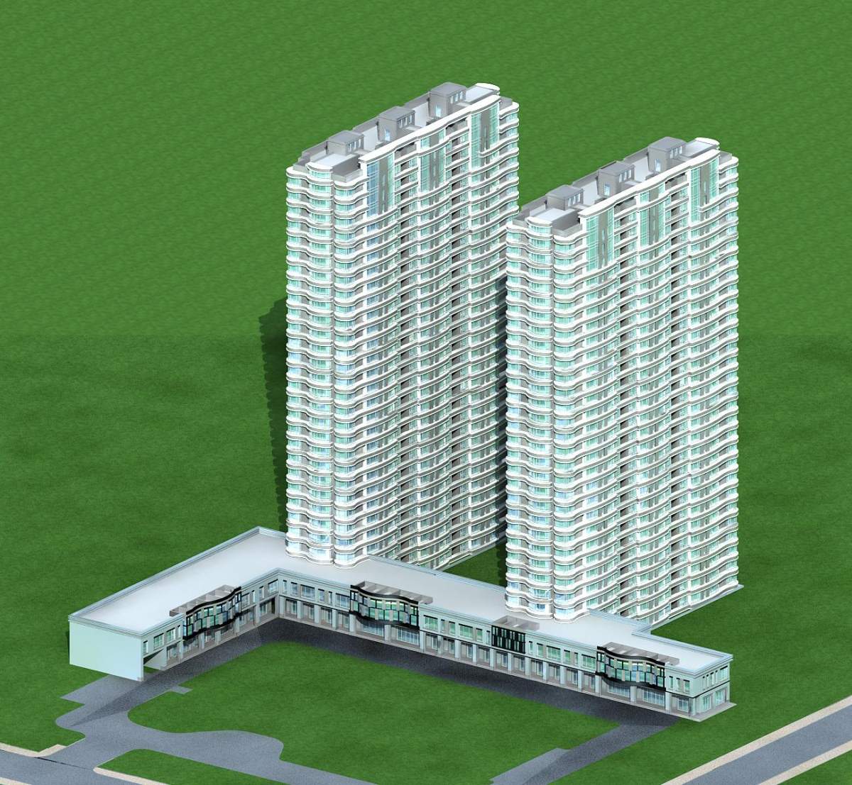 现代高层住宅楼及商业