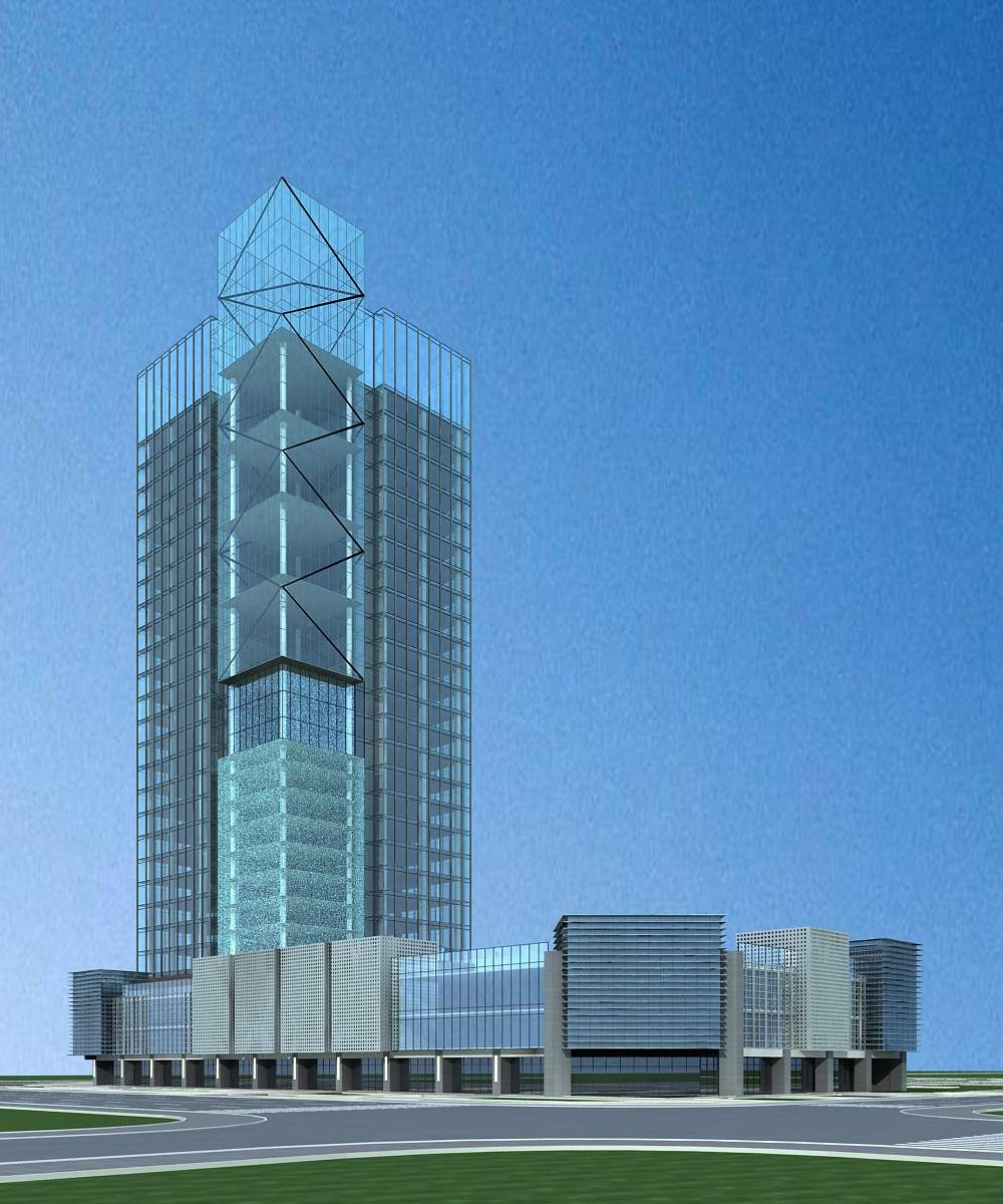 现代高层办公楼及商业裙房