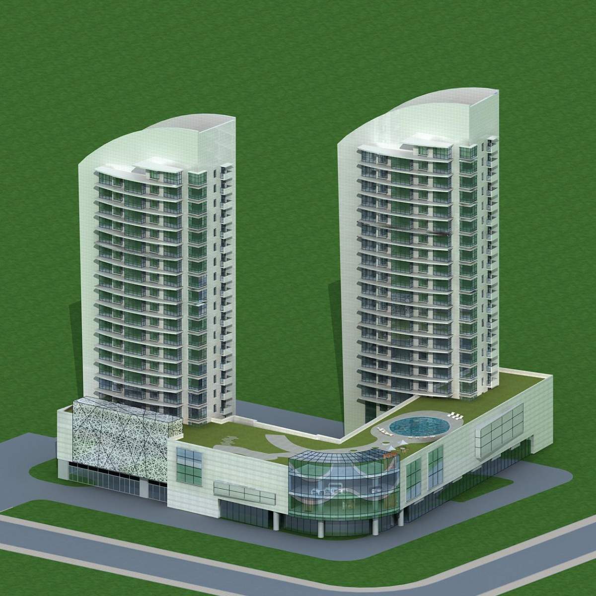 现代高层住宅楼及商业裙房