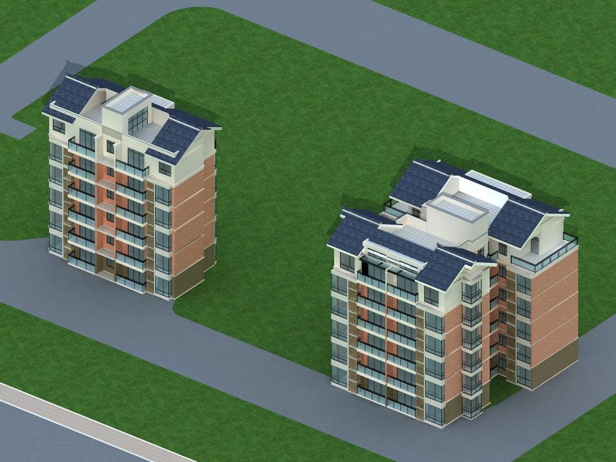 现代多层住宅楼