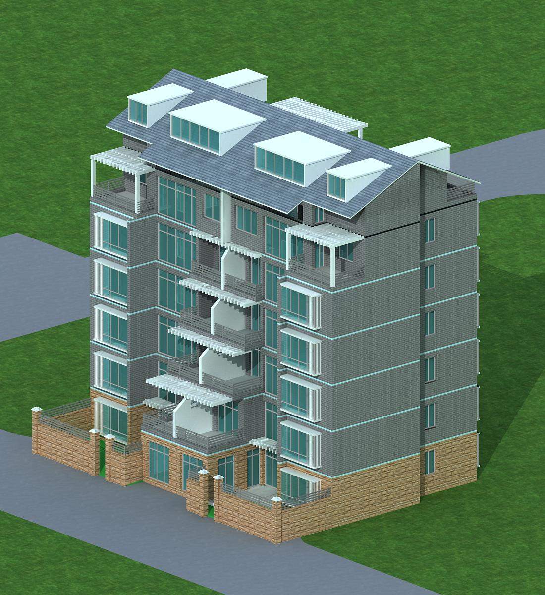 现代多层住宅楼