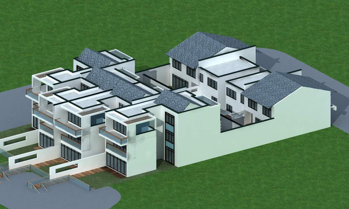 现代叠拼别墅3dmax模型下载