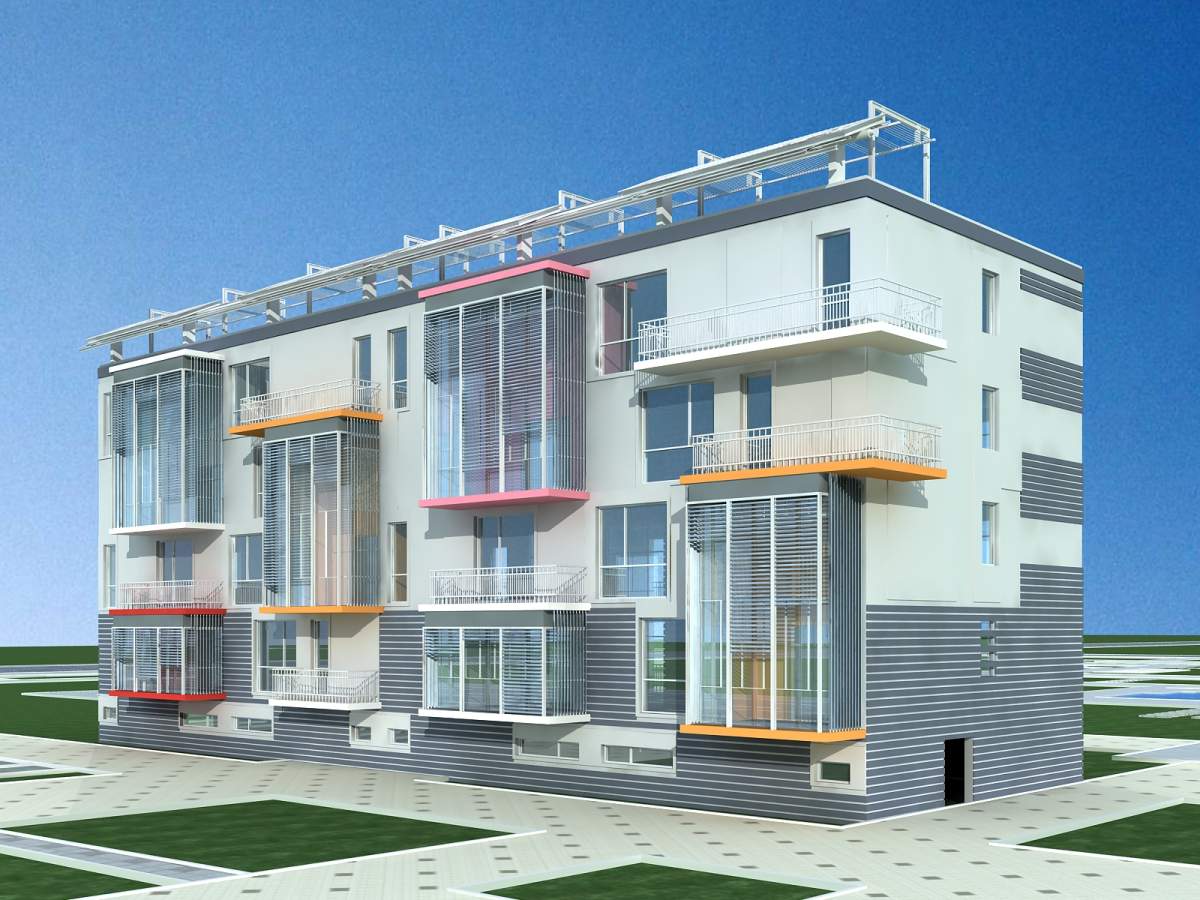 现代多层住宅楼