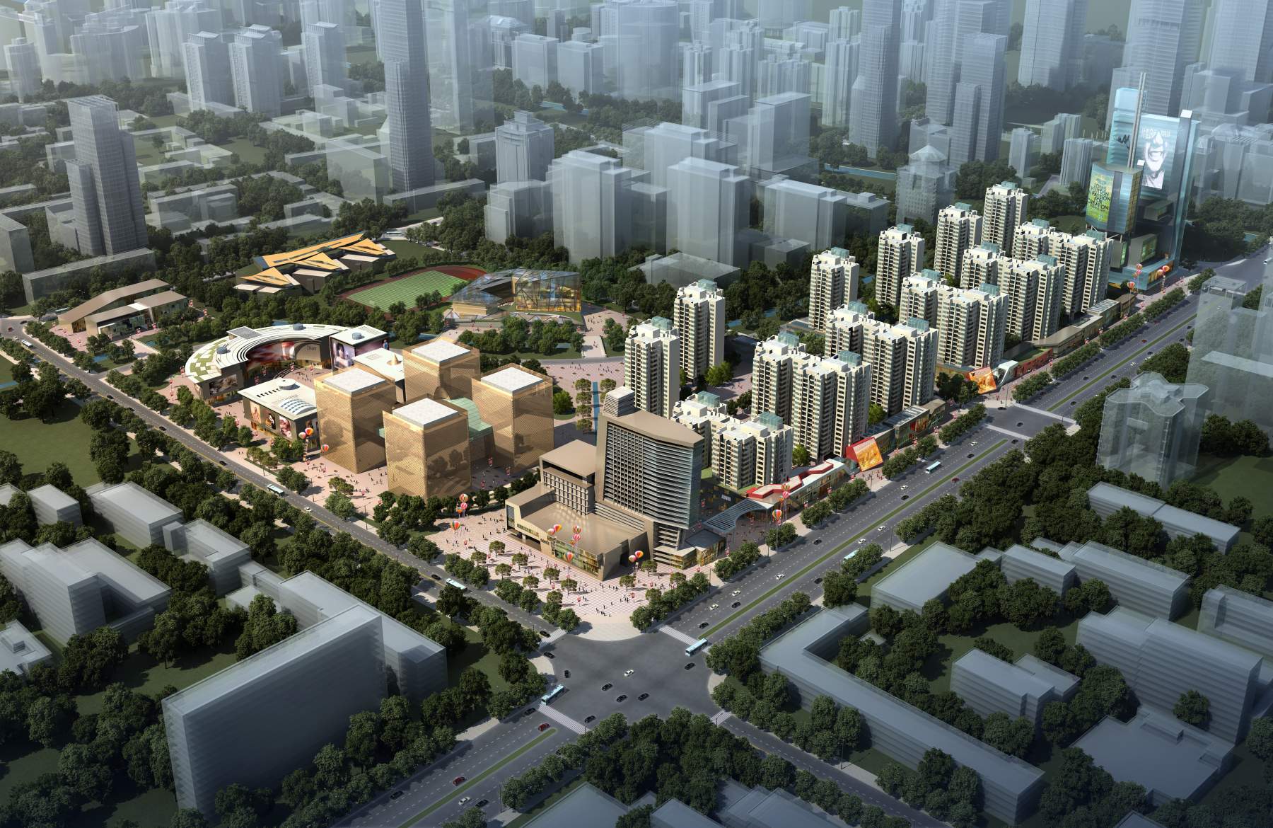 现代商业住宅楼