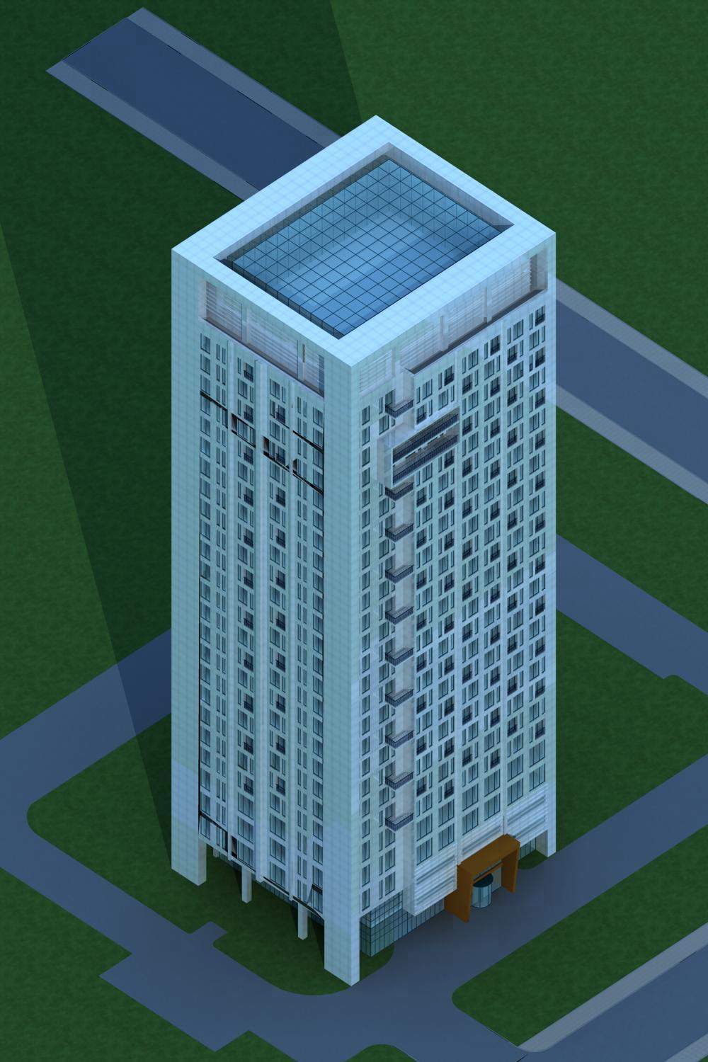 现代高层住宅楼