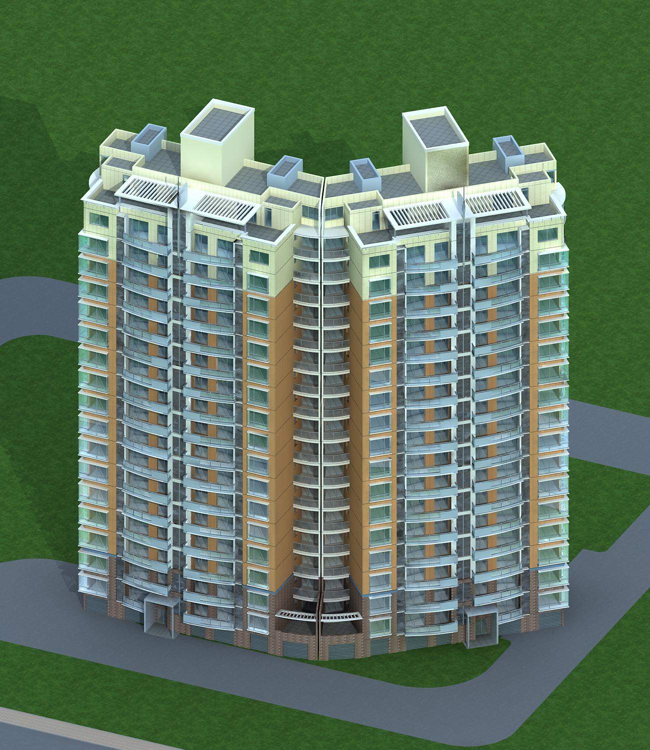 现代高层住宅楼