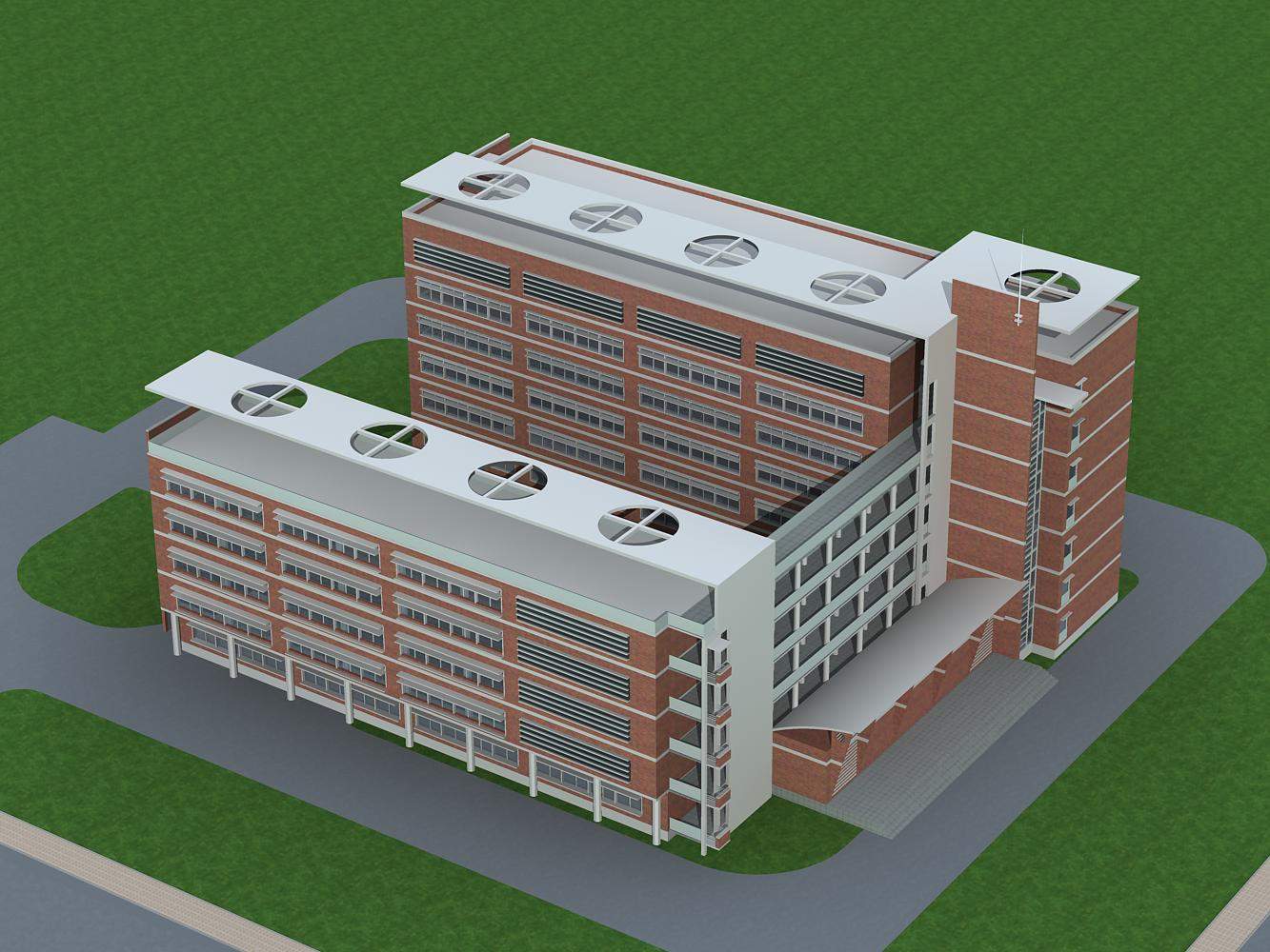 现代学校教学楼模型SU模型下载[ID:111428381]_建E室内设计网