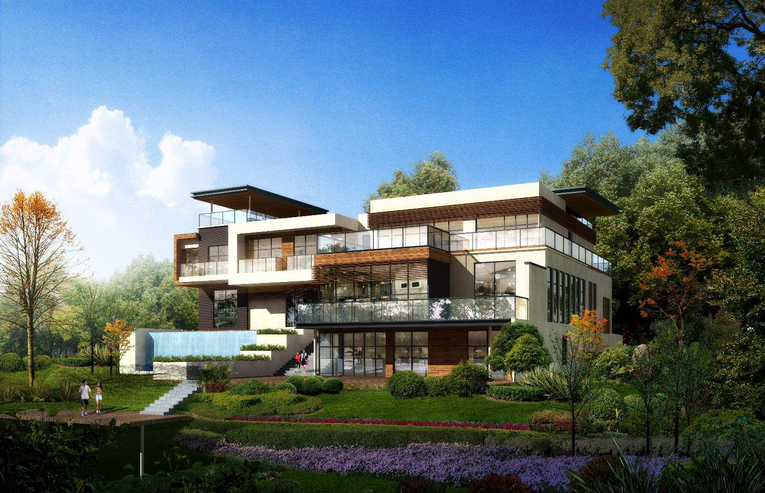 QH4007新中式四层豪华别墅设计图纸大型大气农村自建带阳台样图效果图 - 青禾乡墅科技