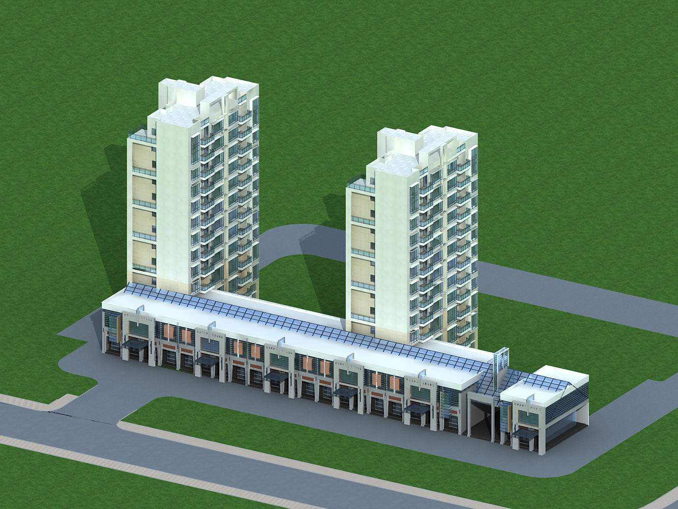 现代住宅楼及商业裙房