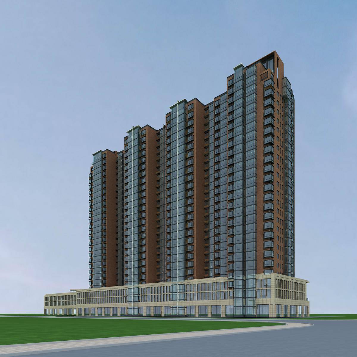 现代高层住宅楼