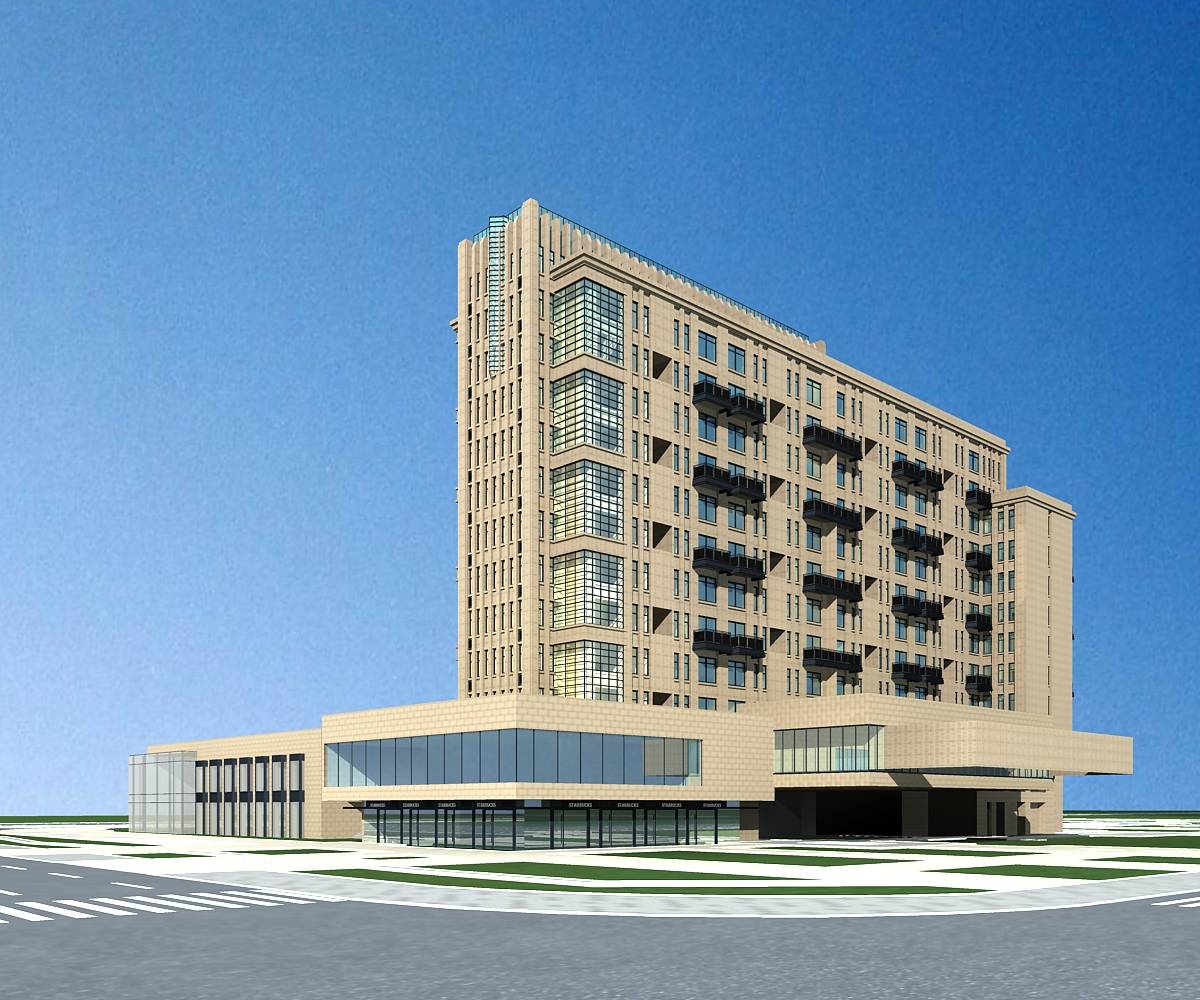 现代高层住宅楼及商业裙房