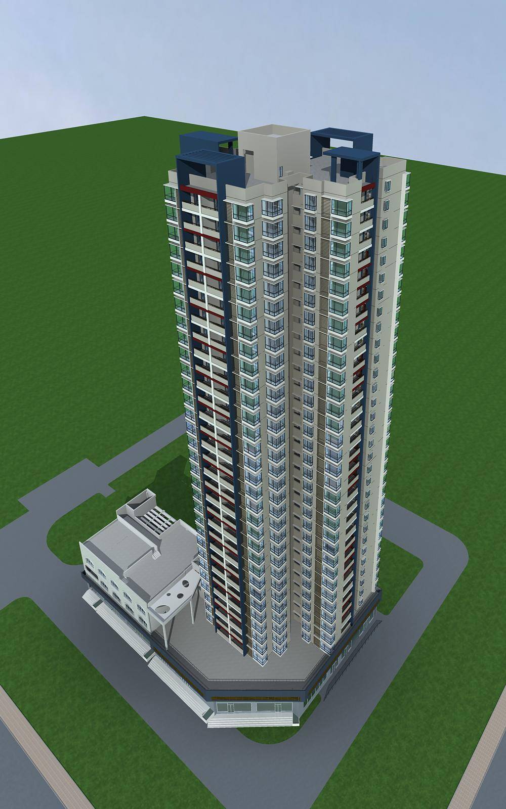 现代高层住宅楼及商业