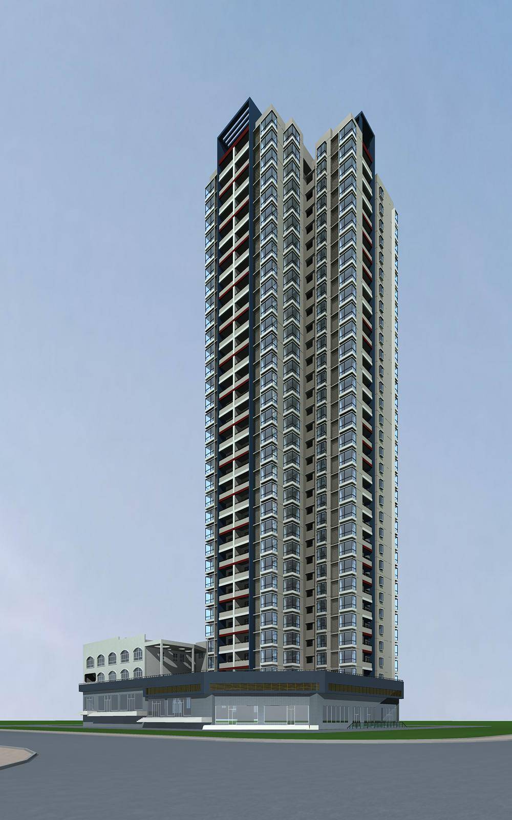 现代高层住宅楼及商业