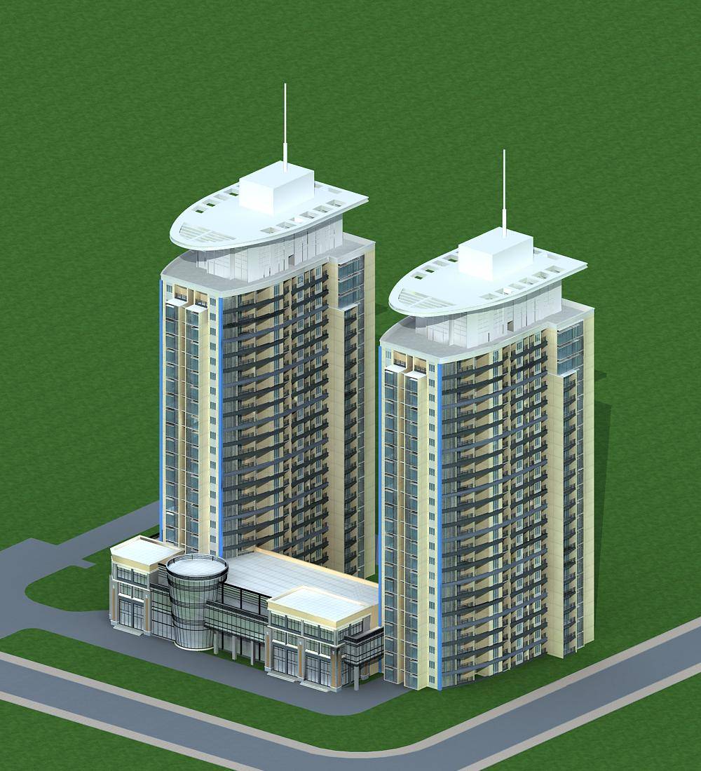 现代高层住宅塔楼