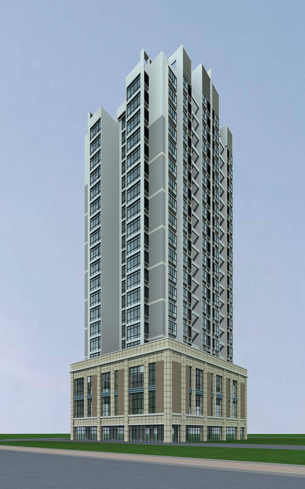 现代高层商业住宅楼