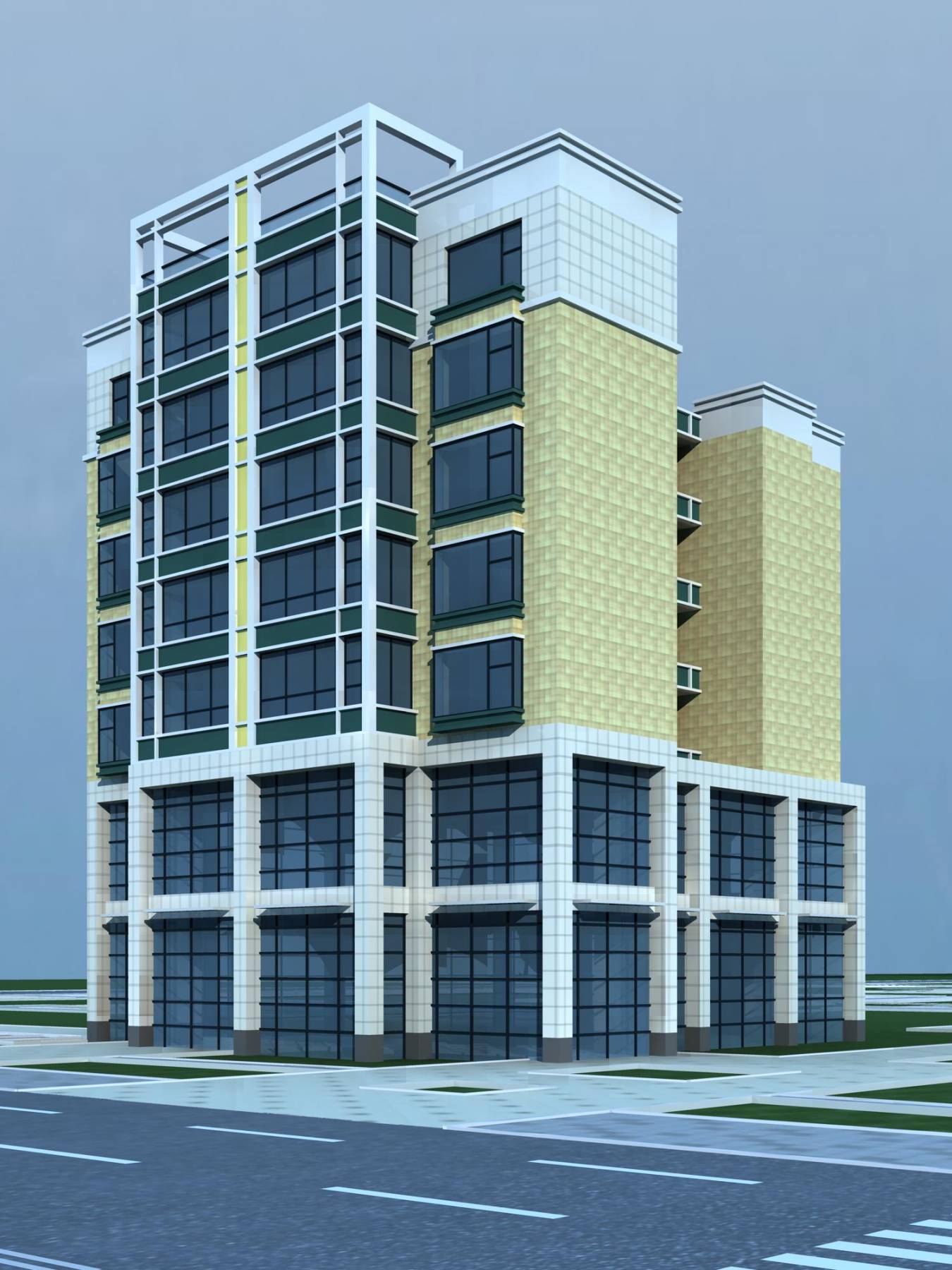 现代多层商业住宅楼