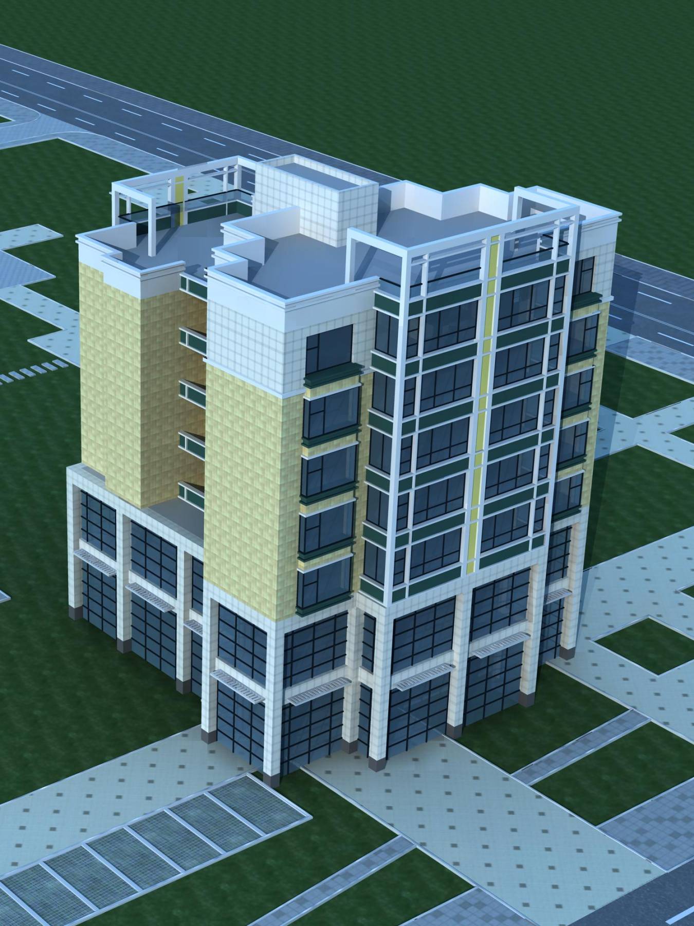 现代多层商业住宅楼