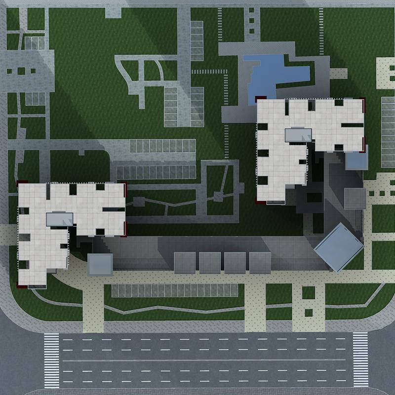 现代高层住宅楼及商业