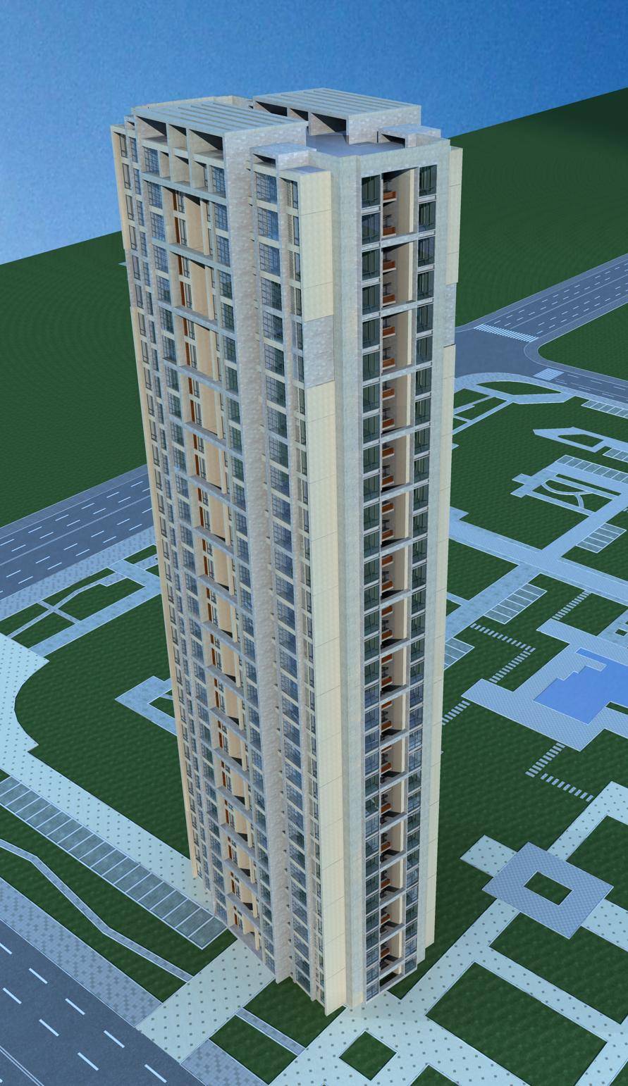 现代高层住宅楼