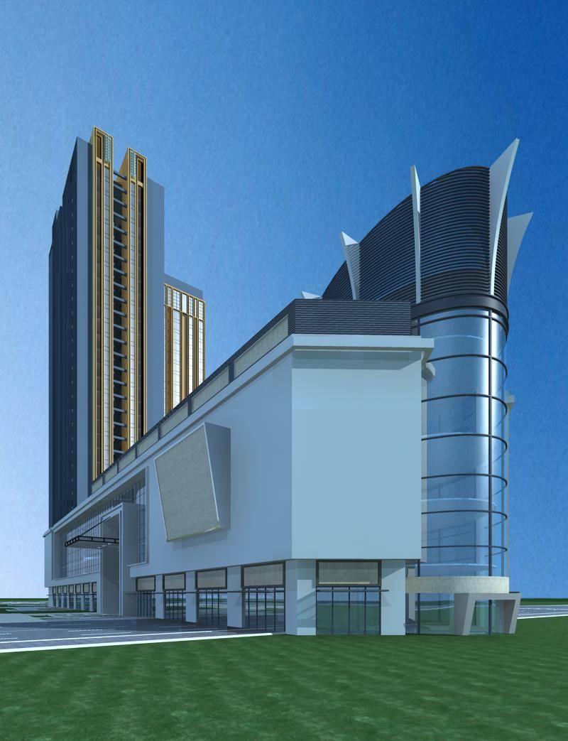 现代高层商业住宅楼