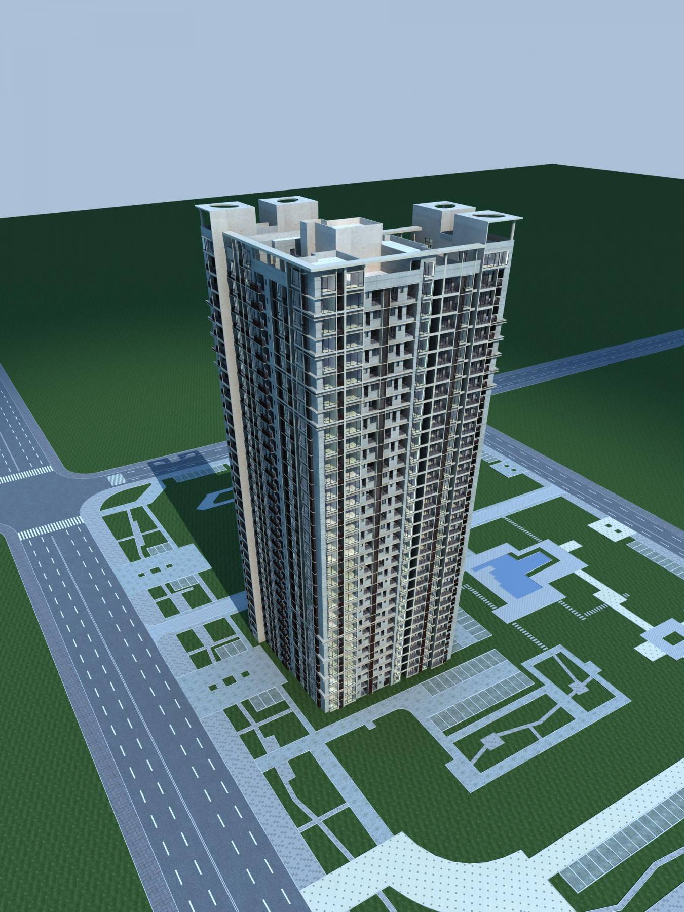 现代高层住宅楼