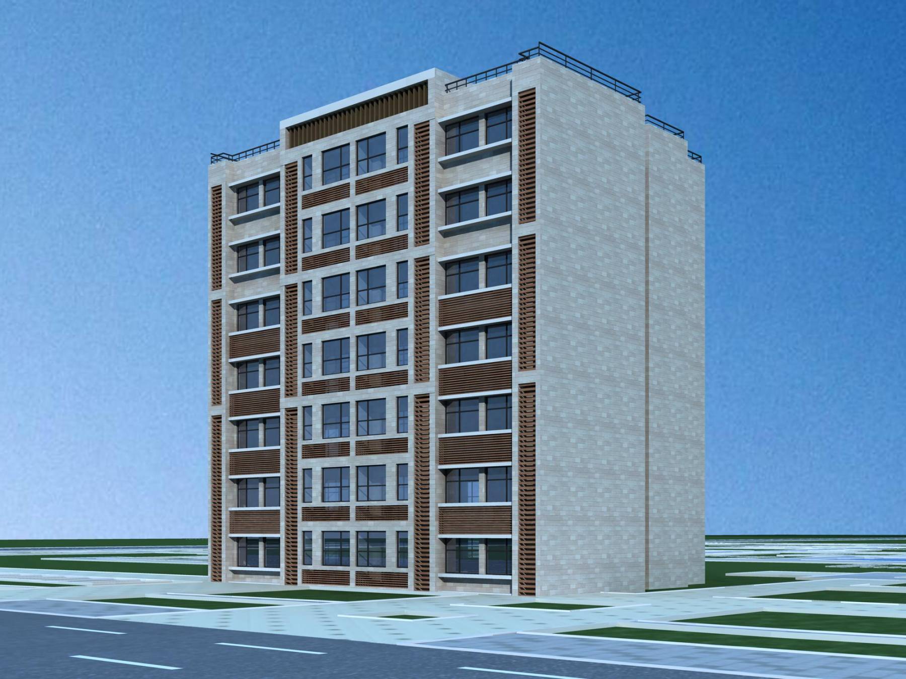 现代多层住宅楼