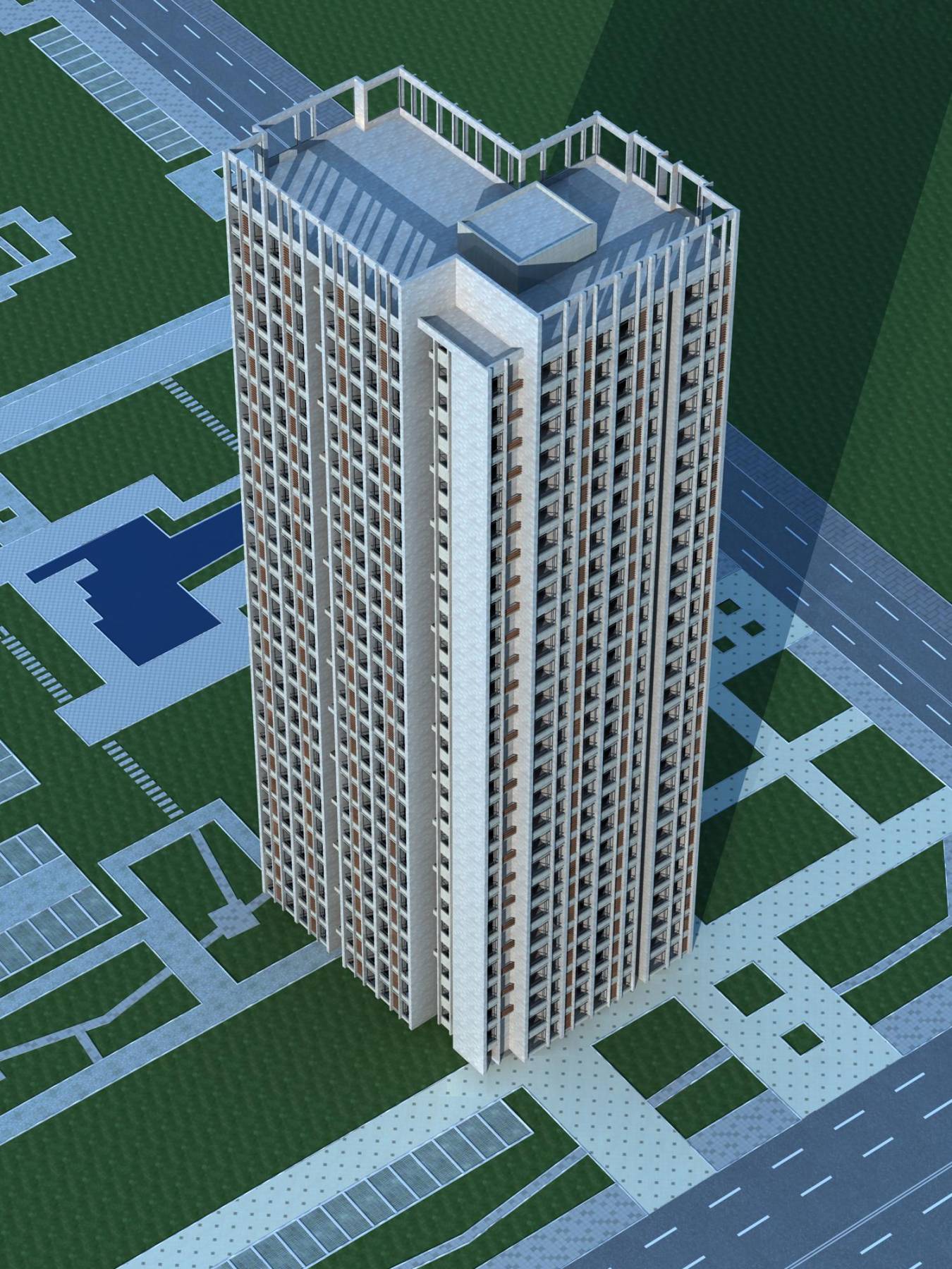 现代高层住宅楼