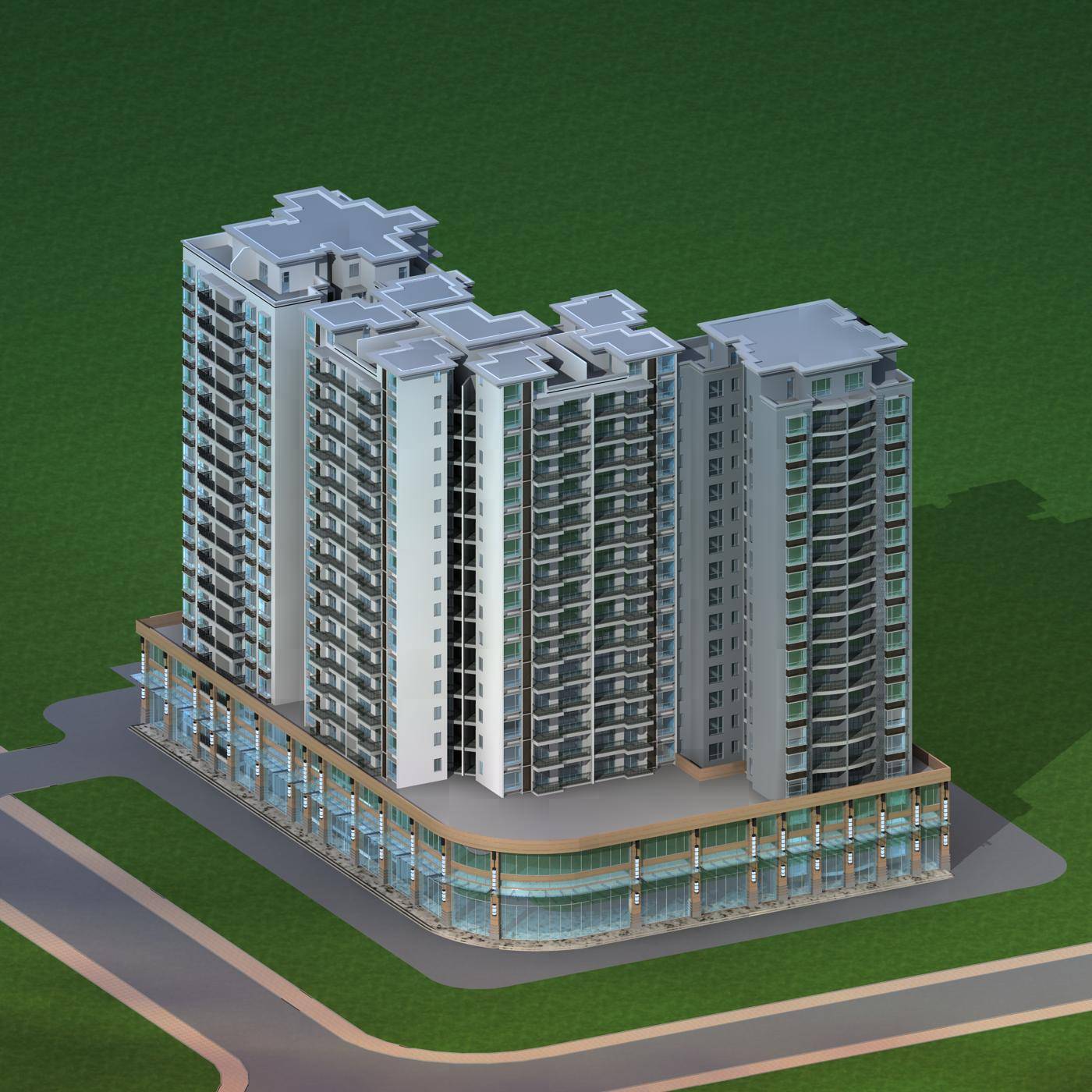 现代高层商业住宅楼