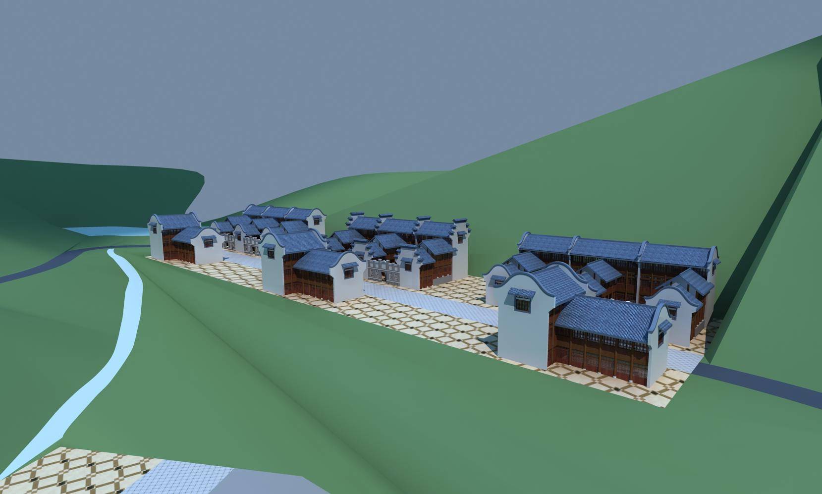中式连排住宅楼