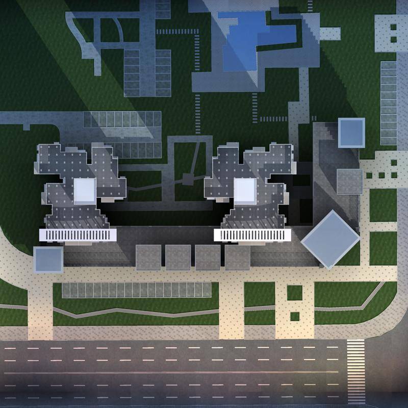 现代高层住宅楼及商业