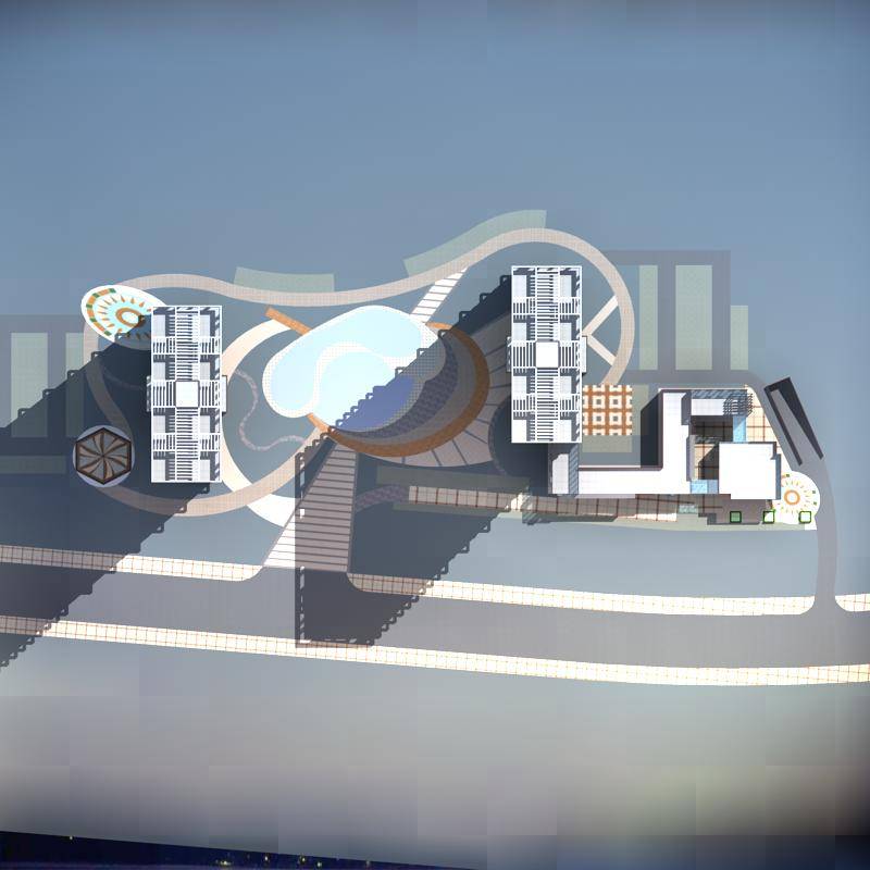 现代高层住宅楼及商业