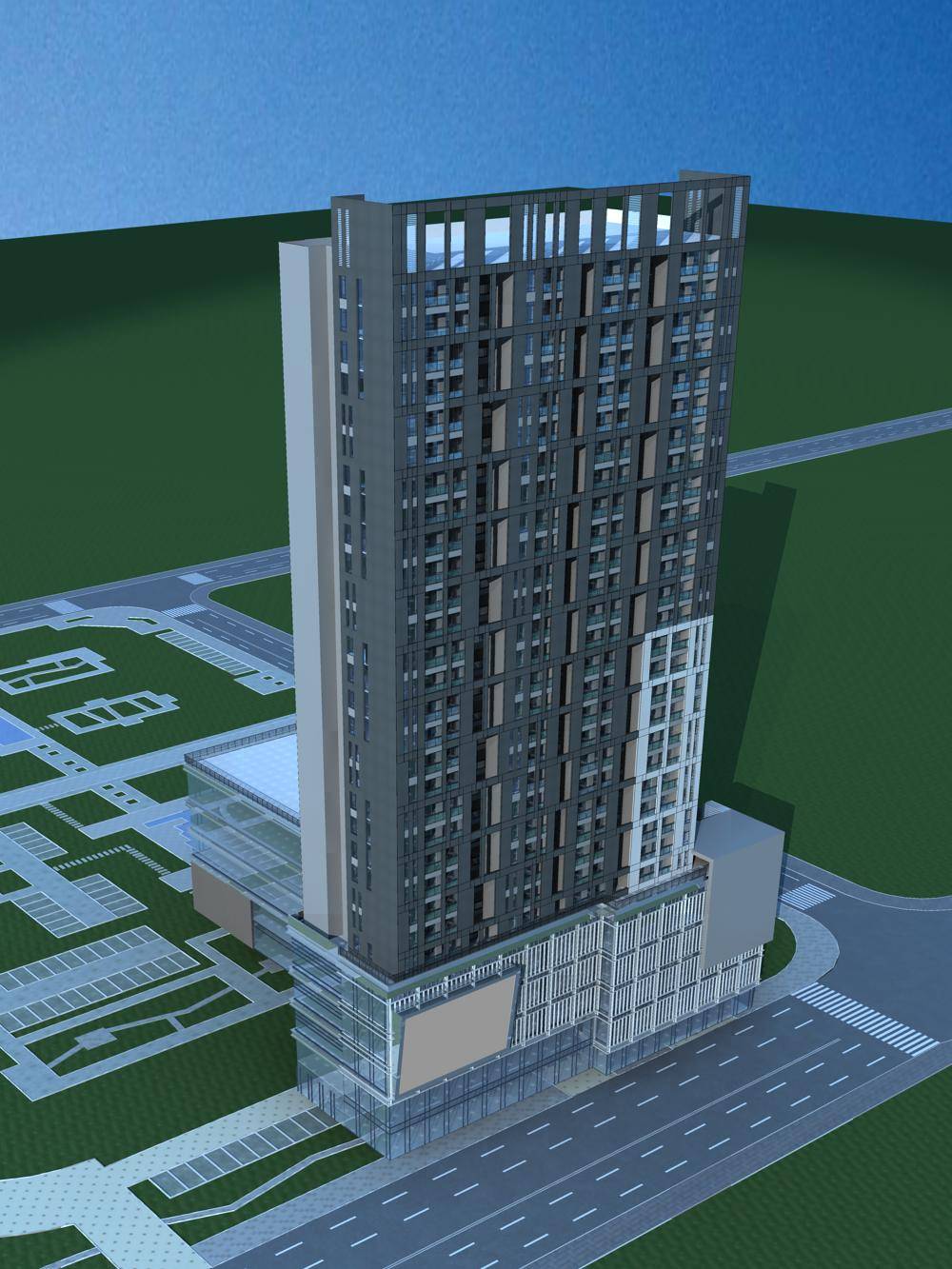现代商业高层住宅楼