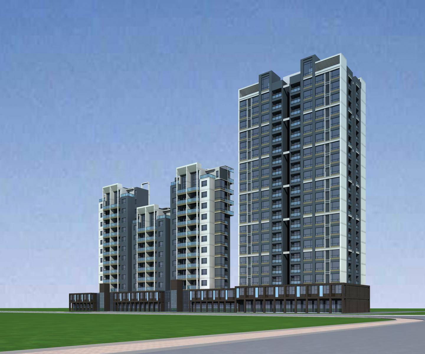 现代高层商业住宅楼