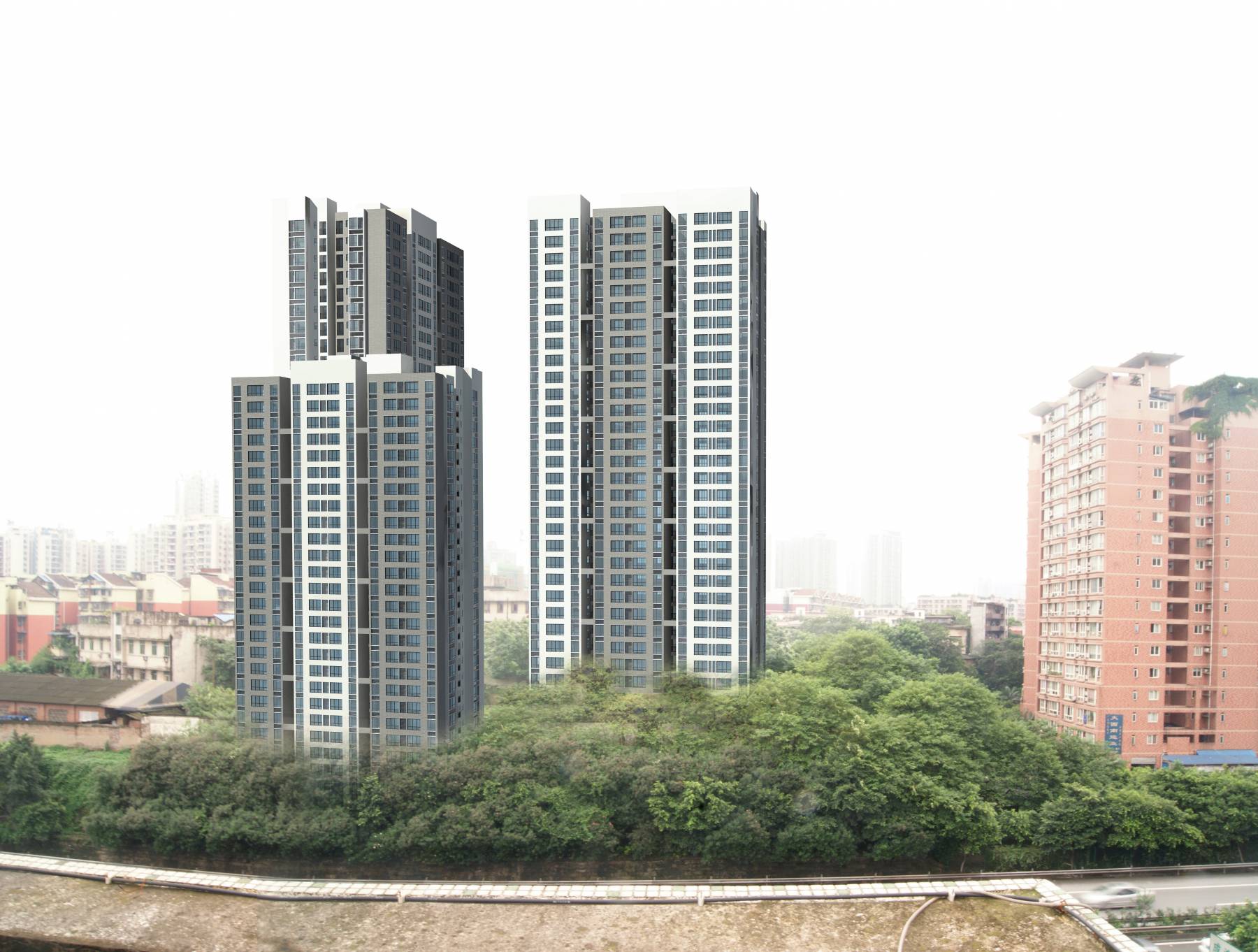 现代高层住宅楼及商业