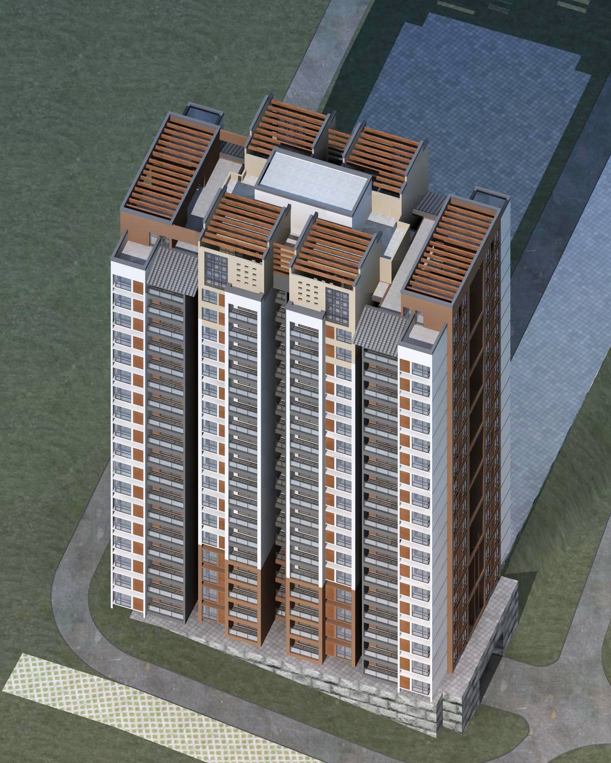 现代中式高层住宅楼